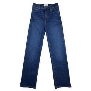 FRAME Le Sleek Straight Jeans Womens 26 Dark Blue High Rise Denim Slim Straight